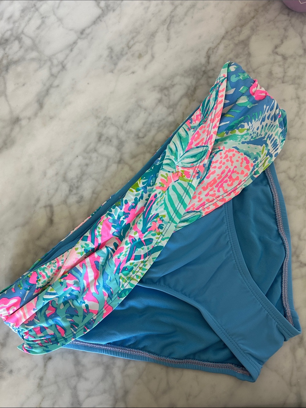Lilly Pulitzer Blue Tropical Print Bikini Bottom